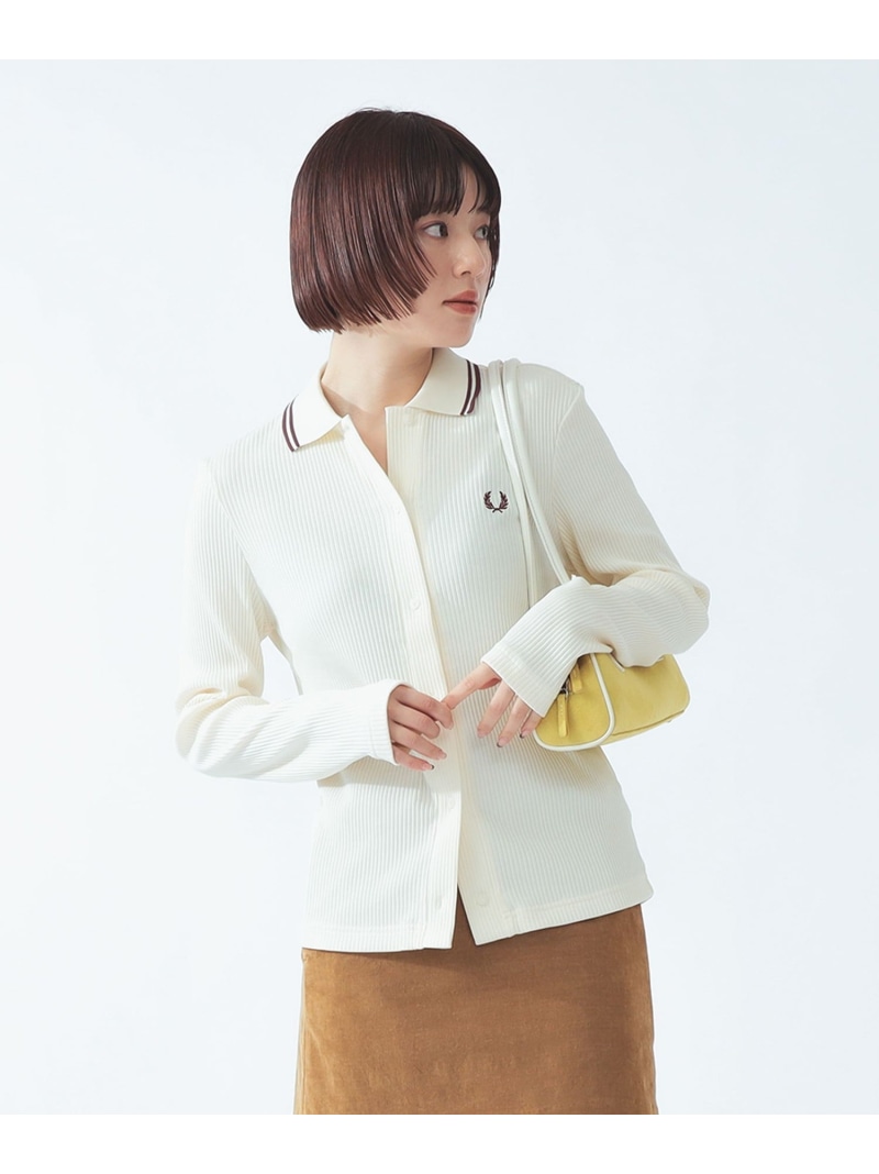 FRED PERRY / 名取り草 スルー 肋材 スポーツシャツ Ray BEAMS ビームス ウイメン トップス スポーツシャツ 黒いこと【貨物輸送無料】[ Fashion]