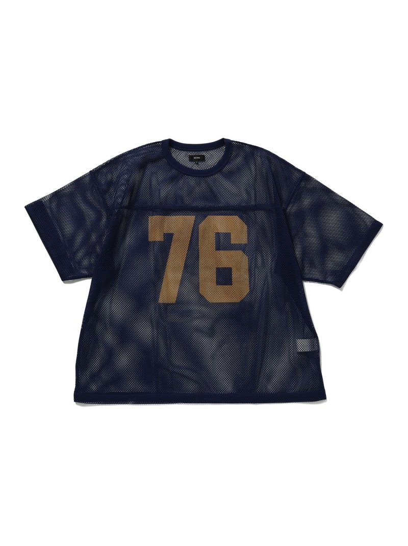 メッシュ プリント Tシャツ【ワイドショートフィット】 BEAMS ビームス メン トップス カットソー・Tシャツ ネイビー グリーン【先行予約】*【送料無料】[ Fashion]
