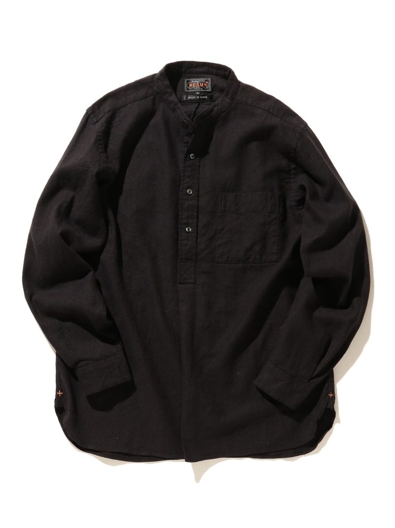 【SALE／30%OFF】【7/16新規値下げ】Band Collar Pullover Cotton Linen Herringbone BEAMS PLUS ビームス メン トップス シャツ・ブラウス ブラック ホワイト ブラウン ベージュ【RBA_E】【送料無料】[ Fashion]｜BEAMS／ビームス