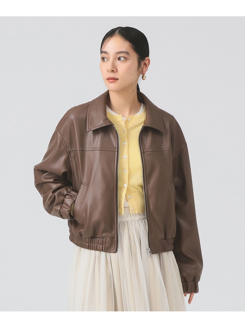 【SALE／50%OFF】フェイクレザー ジップ 上衣 Ray BEAMS ビームス ウイメン ジャケット・アウター 上衣・前掛け 赤銅色 黒いこと【RBA_E】【貨物輸送無料】[ Fashion]