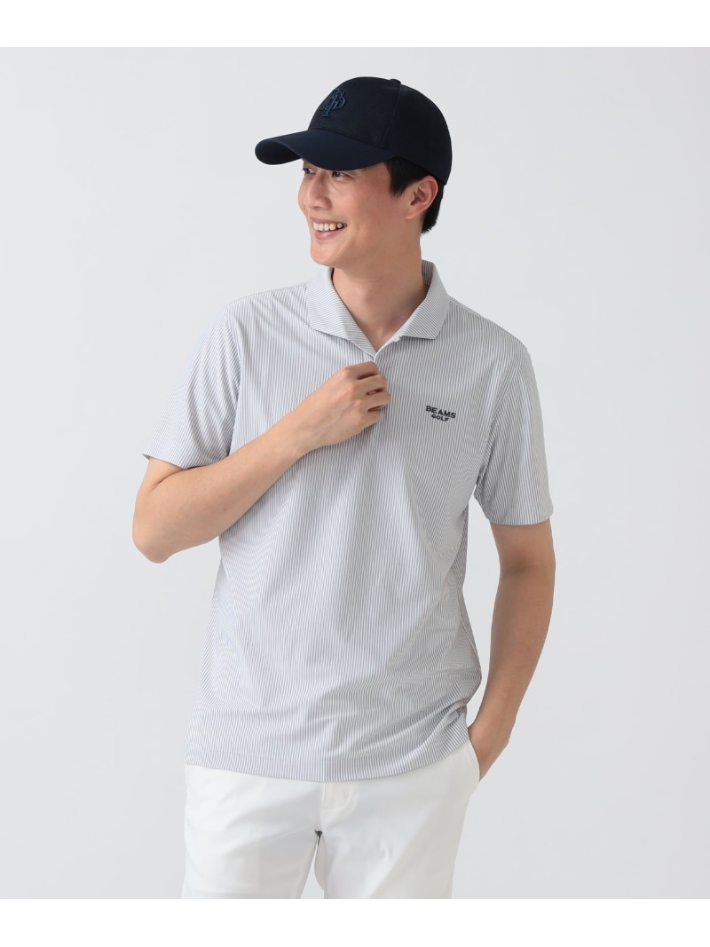 PURPLE LABEL / 縞模様柄 イタリアン色合い スポーツシャツ BEAMS GOLF PURPLE LABEL ビームス ゴルフ トップス スウェット・トレーナー 薄墨色【貨物輸送無料】[ Fashion]