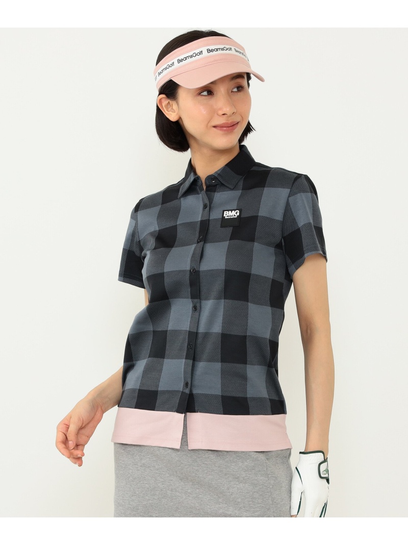 保障 BEAMS GOLF ビームス ゴルフ ブロックチェック 切替 ポロシャツ