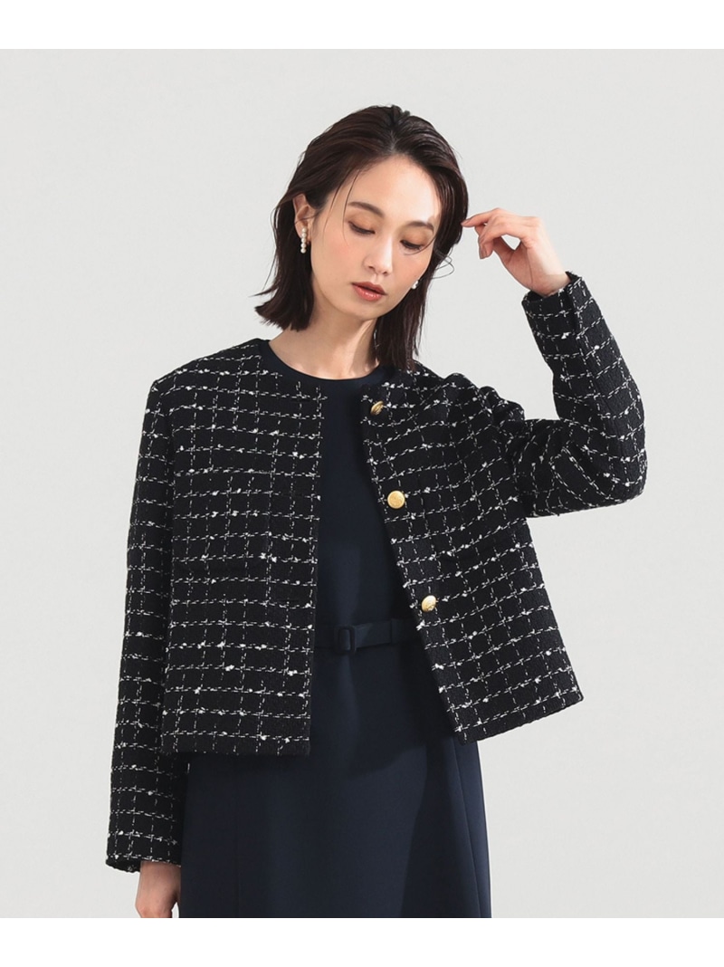 【SALE／30%OFF】ツイード ノーカラー ジャケット*　ビームスセレモニー2026 オフィスカジュアル きれいめカジュアル オンオフ兼用 通勤服 Demi-Luxe BEAMS デミルクス ビームス ジャケット・アウター その他のジャケット・アウター 【RBA_E】【送料無料】[ Fashion]