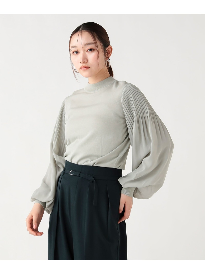 袖プリーツ ニットプルオーバー 26SS BEAMS HEART WOMEN ビームス ハート トップス ニット グリーン ホワイト ブラック【送料無料】[ Fashion]