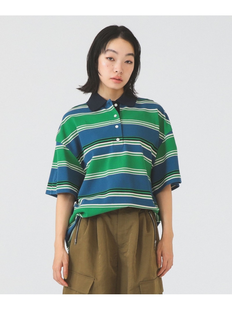 マルチ ボーダー ビッグ ポロ Ray BEAMS ビームス ウイメン トップス ポロシャツ ブルー【送料無料】[ Fashion]