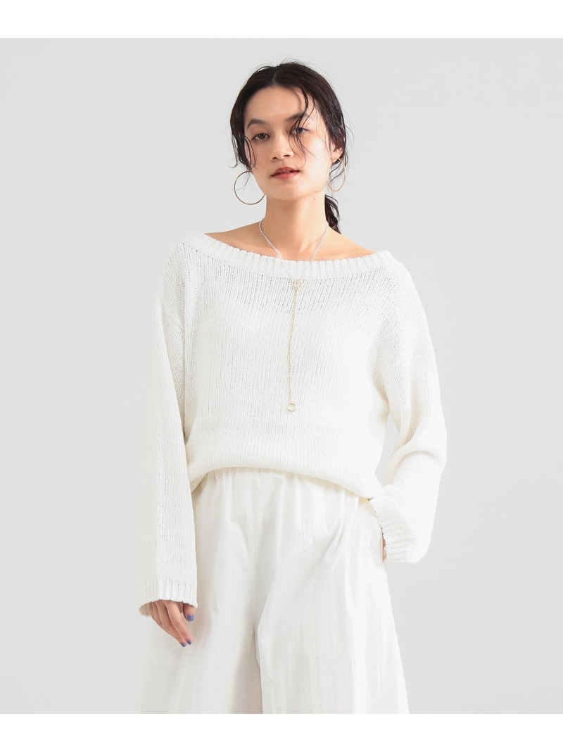 コットン ローゲージ ロングスリーブ プルオーバー Demi-Luxe BEAMS デミルクス ビームス トップス ニット ホワイト【送料無料】[ Fashion]
