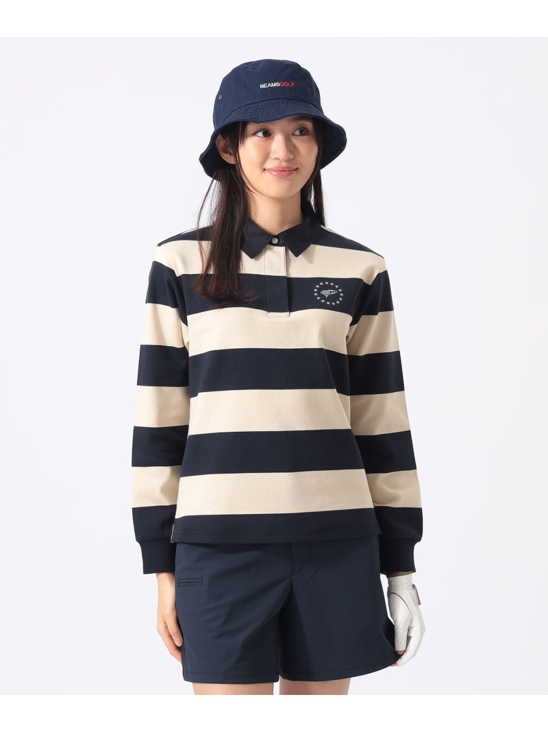 ORANGE LABEL / ボーダー ロングスリーブ シャツ BEAMS GOLF ORANGE LABEL ビームス ゴルフ トップス ポロシャツ グリーン ホワイト【送料無料】[ Fashion]