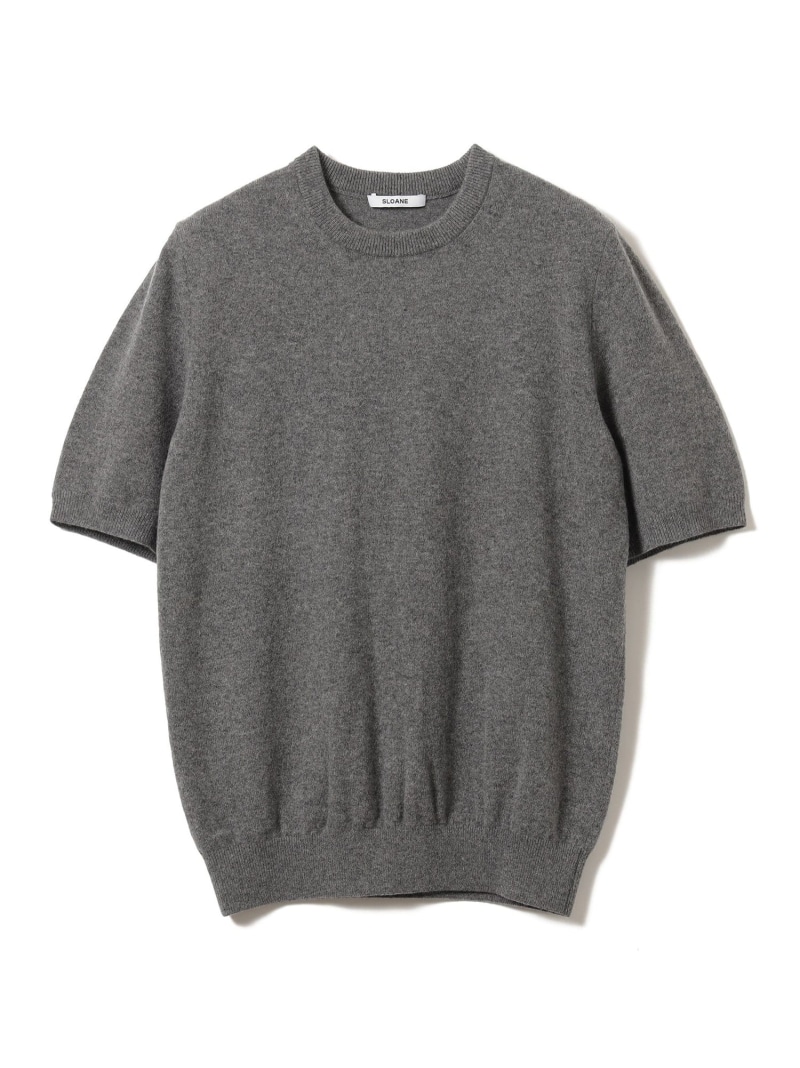 【別注】SLOANE / カシミヤ ショートスリーブ ニット International Gallery BEAMS ビームス メン トップス カットソー・Tシャツ レッド グレー【送料無料】[ Fashion]
