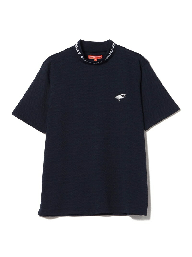 Men Beams ビームス Orange メッシュ ボーダー Label Golf モックネックシャツ ゴルフ