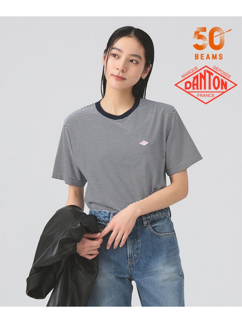 【別注】DANTON / ストライプ インナー Tシャツ Ray BEAMS ビームス ウイメン トップス カットソー・Tシャツ ホワイト【送料無料】[ Fashion]