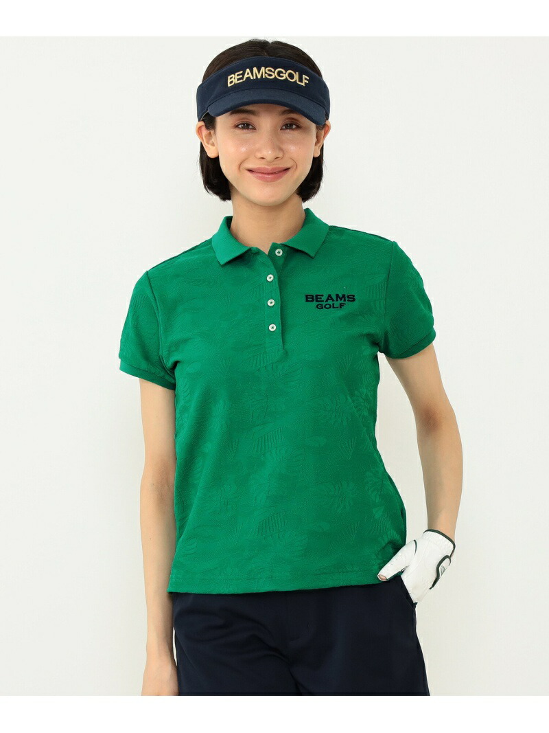 WOMEN BEAMS GOLF Rakuten ネイビー ビームス カットソー グリーン タペストリー ジャカード ゴルフ ポロシャツ PURPLE  ホワイト LABEL