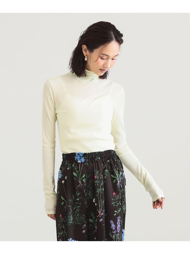 強撚 フライス タートルネック ティーシャツ Demi-Luxe BEAMS デミルクス ビームス トップス カットソー・プルオーバー カーキ緑であること 白いこと【貨物輸送無料】[ Fashion]