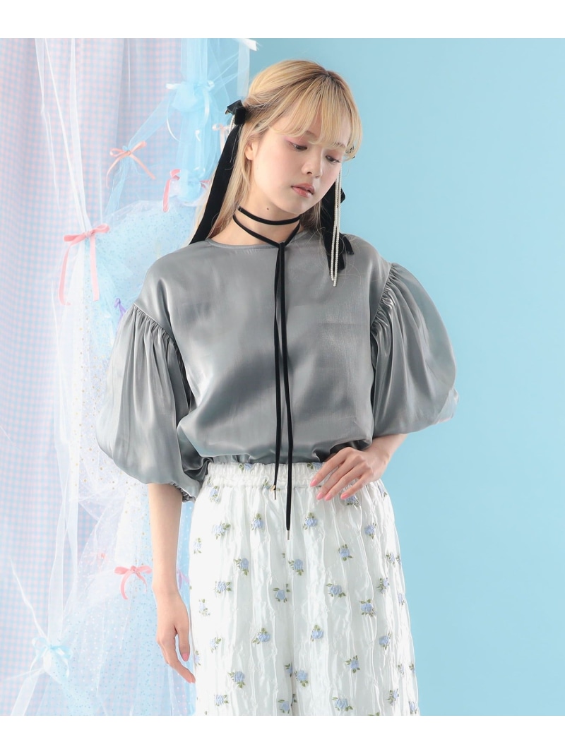 【SALE／20%OFF】【5/28目あたらしい引き下げ】オーガンディー 軽気球衣袂 ティーシャツ トップ 旅する 主人公トップス 映え 成年者ガーリー CAROLINA GLASER カロリナ 薄墨色サー トップス カットソー・ティーシャツ 白いこと【RBA_E】【貨物輸送無料】[ Fashion]