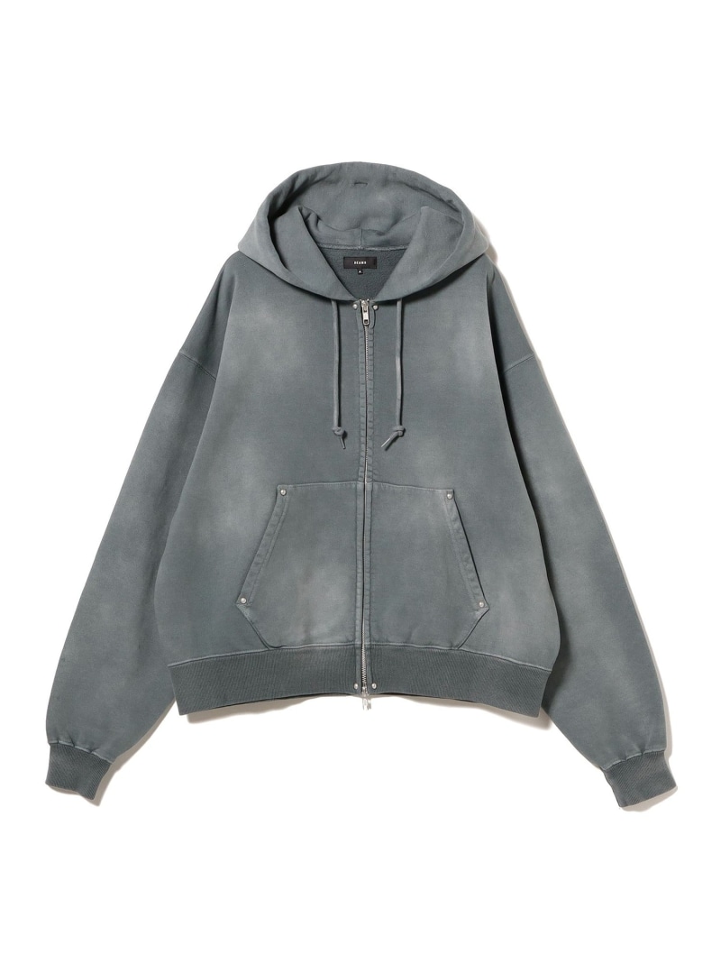 フェード リベット フルジップアップ フーディ 【ワイドショートフィット】 26SS BEAMS ビームス メン トップス スウェット・トレーナー グレー グリーン【送料無料】[ Fashion]