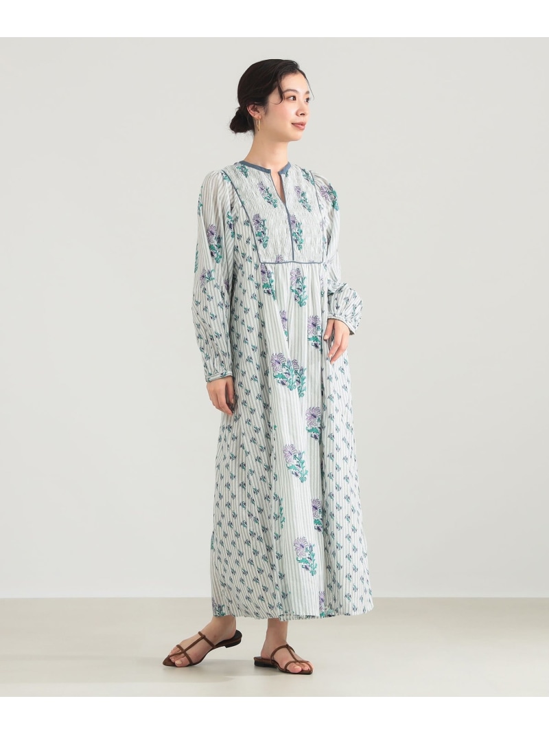 ne Quittez pas / コットンジャカード リリープリント シャーリング ワンピース 26SS Demi-Luxe BEAMS デミルクス ビームス ワンピース・ドレス その他のワンピース・ドレス グリーン【送料無料】[ Fashion]