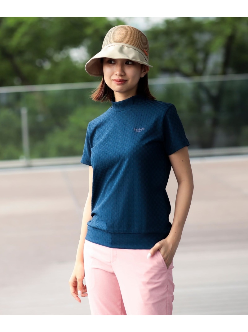 PURPLE LABEL / 提げ篭 ジャカード編み モックネックシャツ BEAMS GOLF PURPLE LABEL ビームス ゴルフ トップス カットソー・プルオーバー 白いこと 米国海軍【貨物輸送無料】[ Fashion]