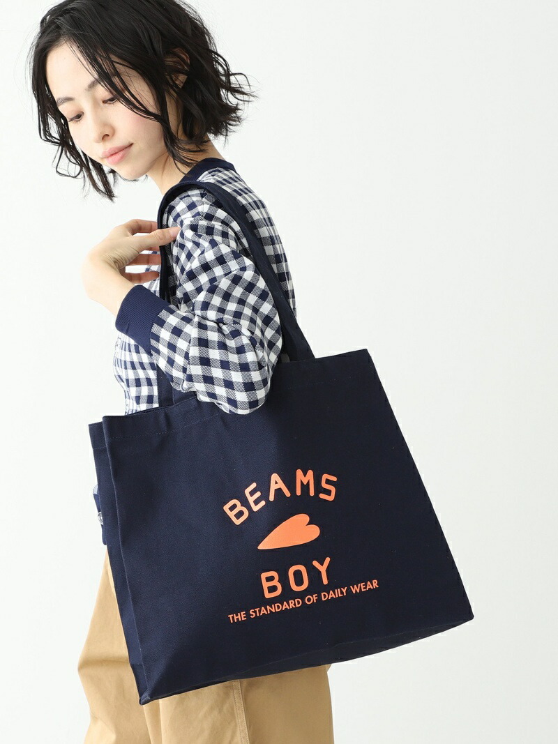 [Rakuten Fashion]【WEB限定】BEAMS BOY / BB ロゴ TOTE BAG ビームスボーイ トートバッグ トート サブバッグ エコバッグ A4 BEAMS BOY ビームス ウイメン バッグ トートバッグ ネイビー ベージュ