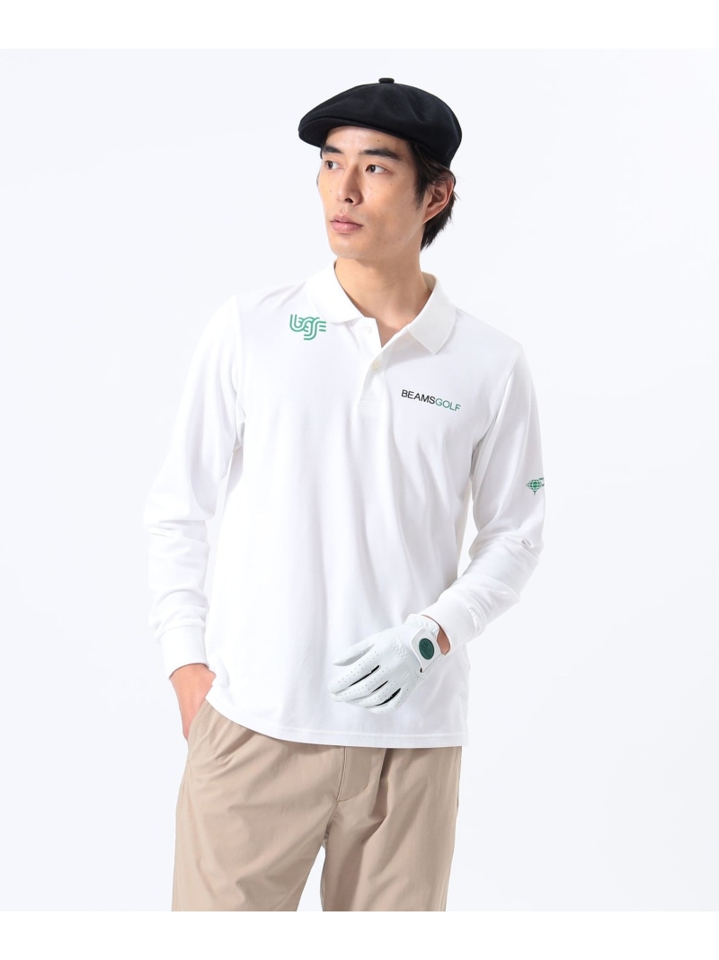 【SALE／40%OFF】ORANGE LABEL / USつづき物 伸ばすこと鹿の子 ロングスポーツシャツ BEAMS GOLF ORANGE LABEL ビームス ゴルフ トップス スポーツシャツ 米国海軍 白いこと【RBA_E】【貨物輸送無料】[ Fashion]