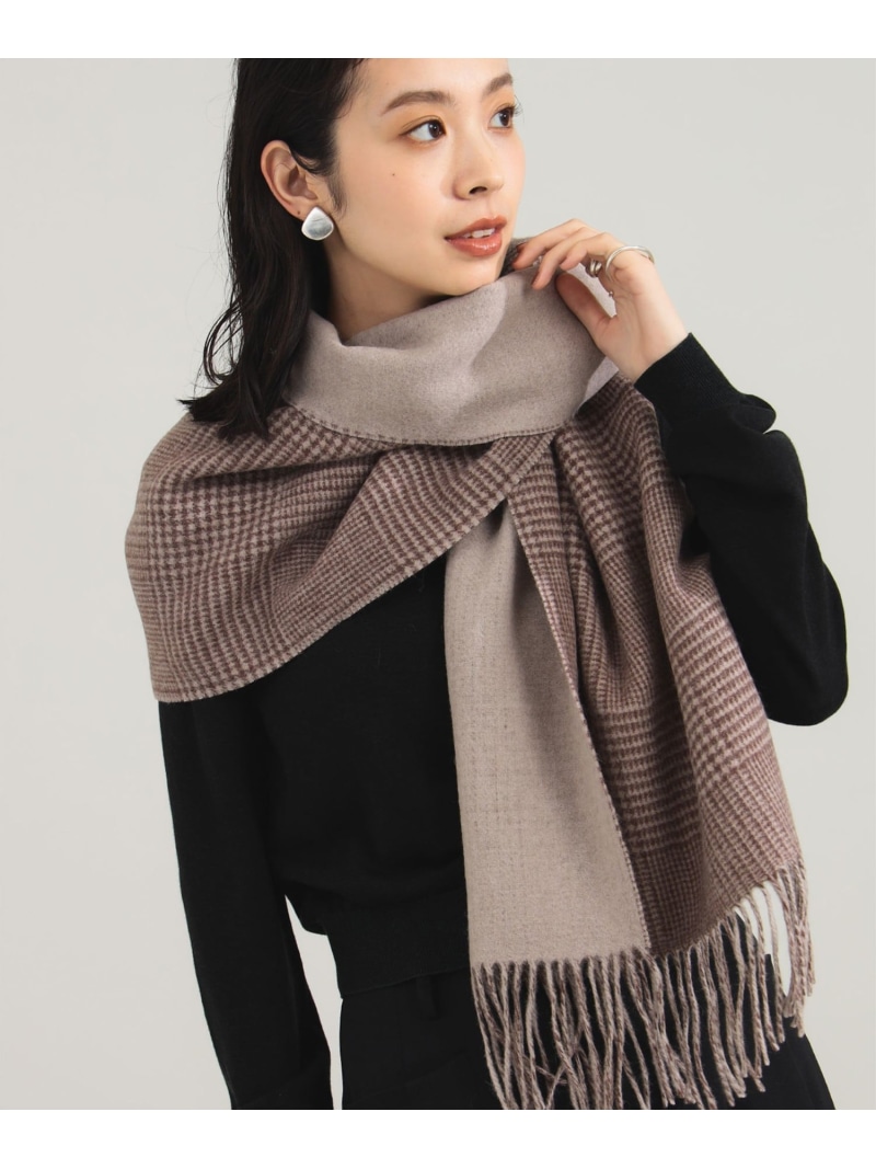 グレンチェック アルパカ リバーシブル ストール Demi-Luxe BEAMS デミルクス ビームス ファッション雑貨 マフラー・ストール・ネックウォーマー ベージュ【送料無料】[ Fashion]