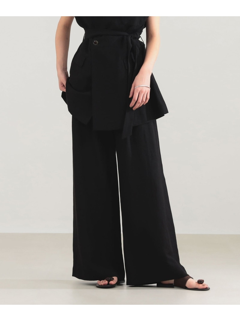 AK+1 / リネン ダブルタック パンツ Demi-Luxe BEAMS デミルクス ビームス パンツ その他のパンツ ブラック ベージュ【先行予約】*【送料無料】[ Fashion]