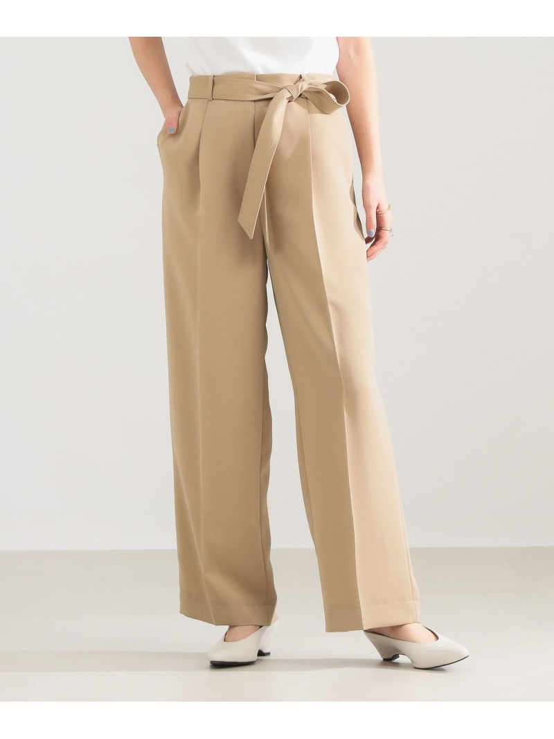 ストレッチサテン タックパンツ Demi-Luxe BEAMS デミルクス ビームス パンツ その他のパンツ ネイビー ベージュ【送料無料】[ Fashion]
