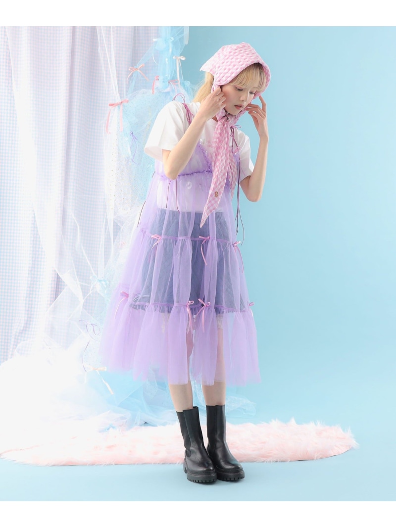 リボン チュール キャミソールワンピース CAROLINA GLASER カロリナ グレイサー ワンピース・ドレス ワンピース【送料無料】[ Fashion] 15,444円
