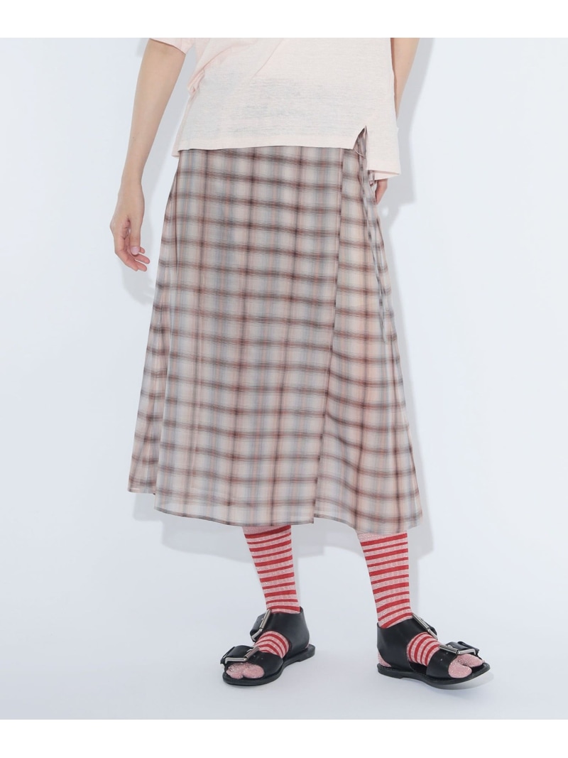 maturely / ボイル チェック ラップ スカート BEAMS BOY ビームス ウイメン スカート その他のスカート ピンク ブラウン【送料無料】[ Fashion]