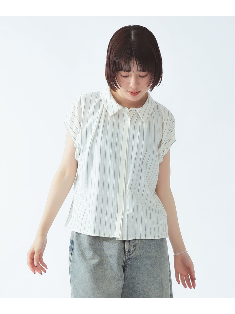バルーン フレンチスリーブ シャツ Ray BEAMS ビームス ウイメン トップス シャツ・ブラウス ブルー ホワイト ブラック【送料無料】[ Fashion]｜BEAMS／ビームス