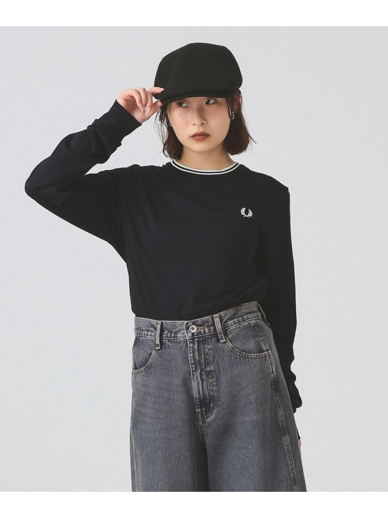 【SALE／20%OFF】FRED PERRY / ツイン ティップド ロングスリーブ Tシャツ Ray BEAMS ビームス ウイメン トップス カットソー・Tシャツ ブラック ホワイト ネイビー【RBA_E】【送料無料】[ Fashion]｜BEAMS／ビームス