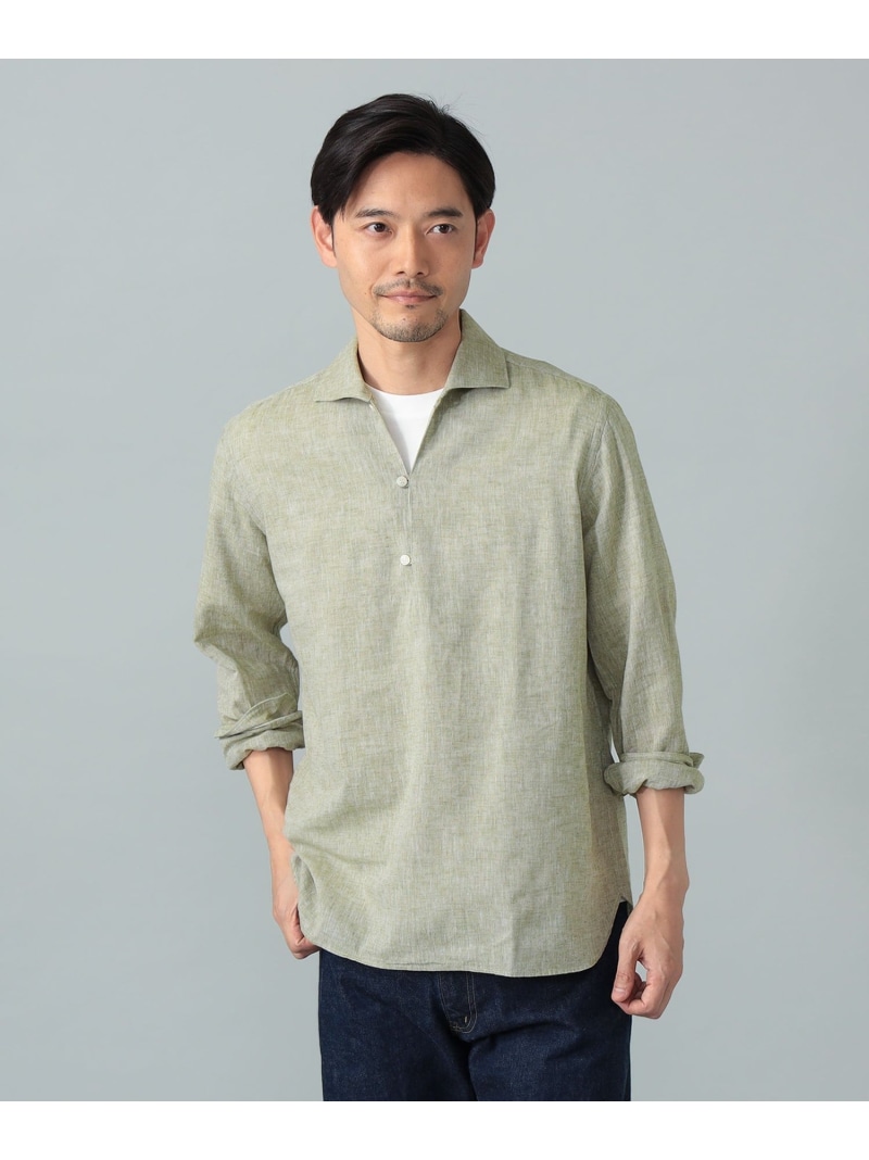ORIAN / リネンコットン カプリシャツ BEAMS F ビームス メン トップス シャツ・ブラウス グリーン ネイビー【送料無料】[ Fashion] 23,100円