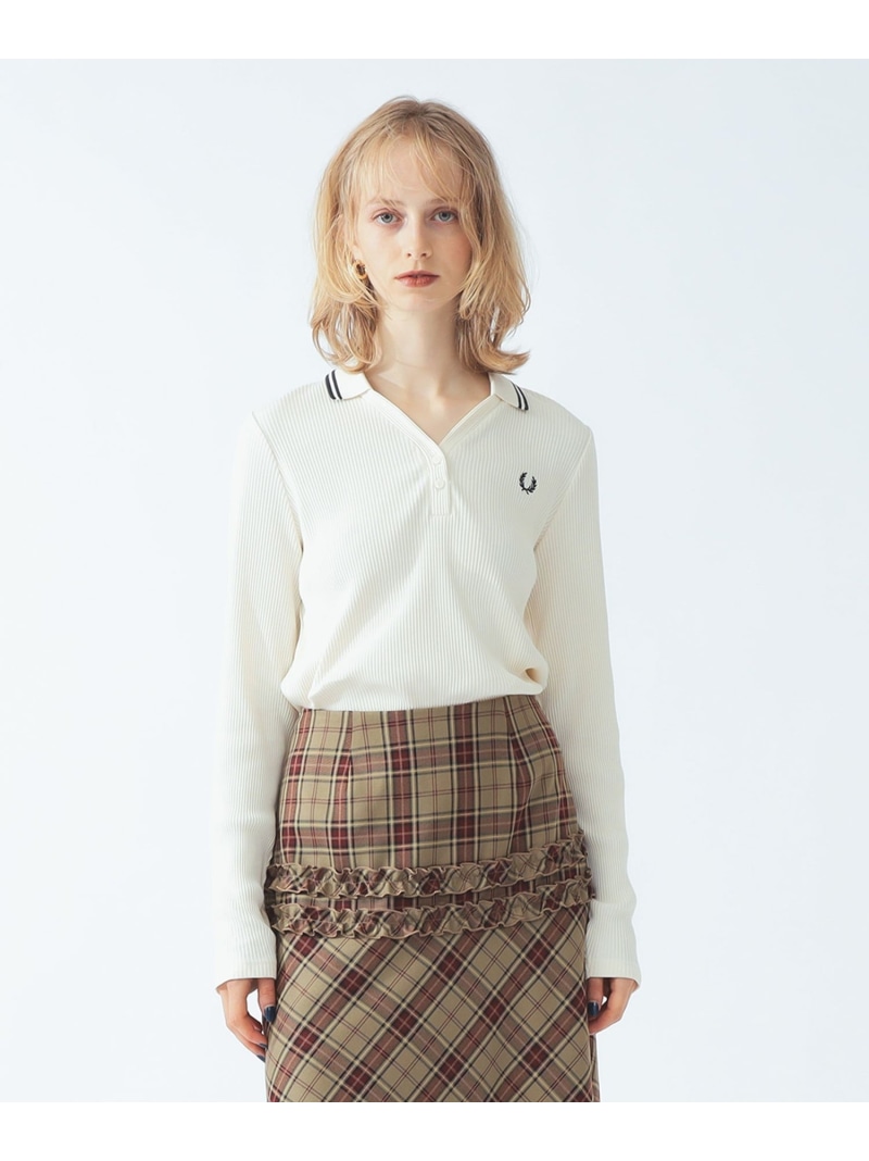 【別注】FRED PERRY / リブ ポロシャツ Ray BEAMS ビームス ウイメン トップス ポロシャツ ブラック【先行予約】*【送料無料】[ Fashion]｜BEAMS／ビームス