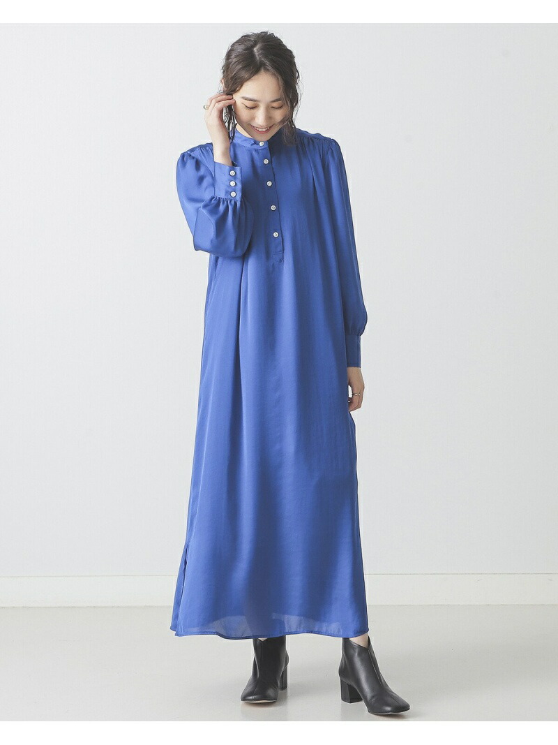 Beams Lights Lights ブルー レディース ワンピース ビームスライツ ビームスライツ Beams Lights サテン ボリュームスリーブ ワンピース Beams Lights ビームスライツ ワンピース シャツワンピース ブルー ブラック 送料無料 Rakuten Fashion Beams ビームス