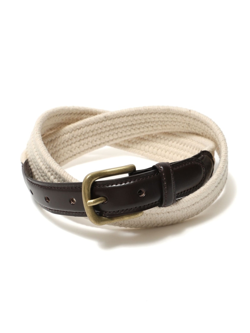 Leather Tab Cotton Belt BEAMS PLUS ビームス メン ファッション雑貨 ベルト ホワイト ネイビー【送料無料】[ Fashion]