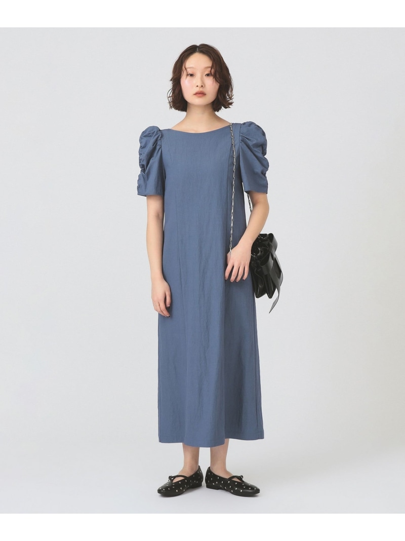 【SALE／30%OFF】ギャザー パフスリーブ ワンピース　　【お呼ばれ 洗える カラードレス 二次会】 Ray BEAMS ビームス ウイメン ワンピース・ドレス ワンピース ブルー ベージュ【RBA_E】【送料無料】[ Fashion]｜BEAMS／ビームス