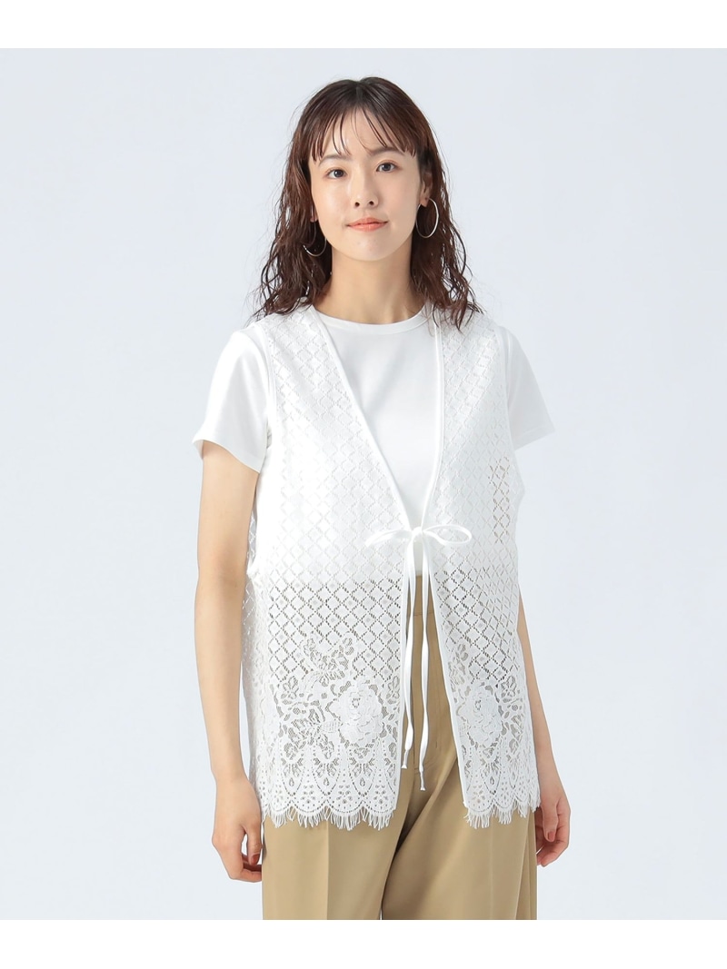 レースベスト Tシャツ BEAMS HEART WOMEN ビームス ハート トップス カットソー・Tシャツ ブラック ホワイト【送料無料】[ Fashion]