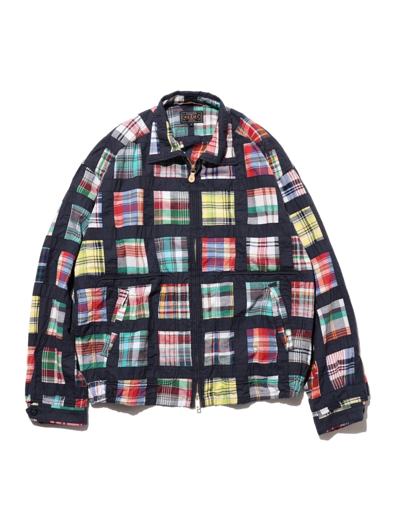 Short Blouson Window Patchwork Madras BEAMS PLUS ビームス メン ジャケット・アウター ブルゾン・ジャンパー ネイビー【送料無料】[ Fashion]