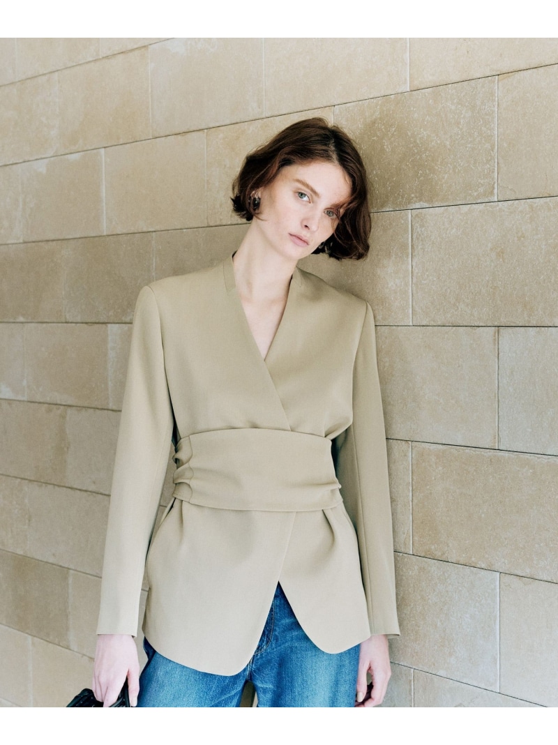 ドライカルゼ 呼びりんテッド 上衣 Demi-Luxe BEAMS デミルクス ビームス ジャケット・アウター 余分の物のジャケット・アウター ベージュ 黒いこと【貨物輸送無料】[ Fashion]