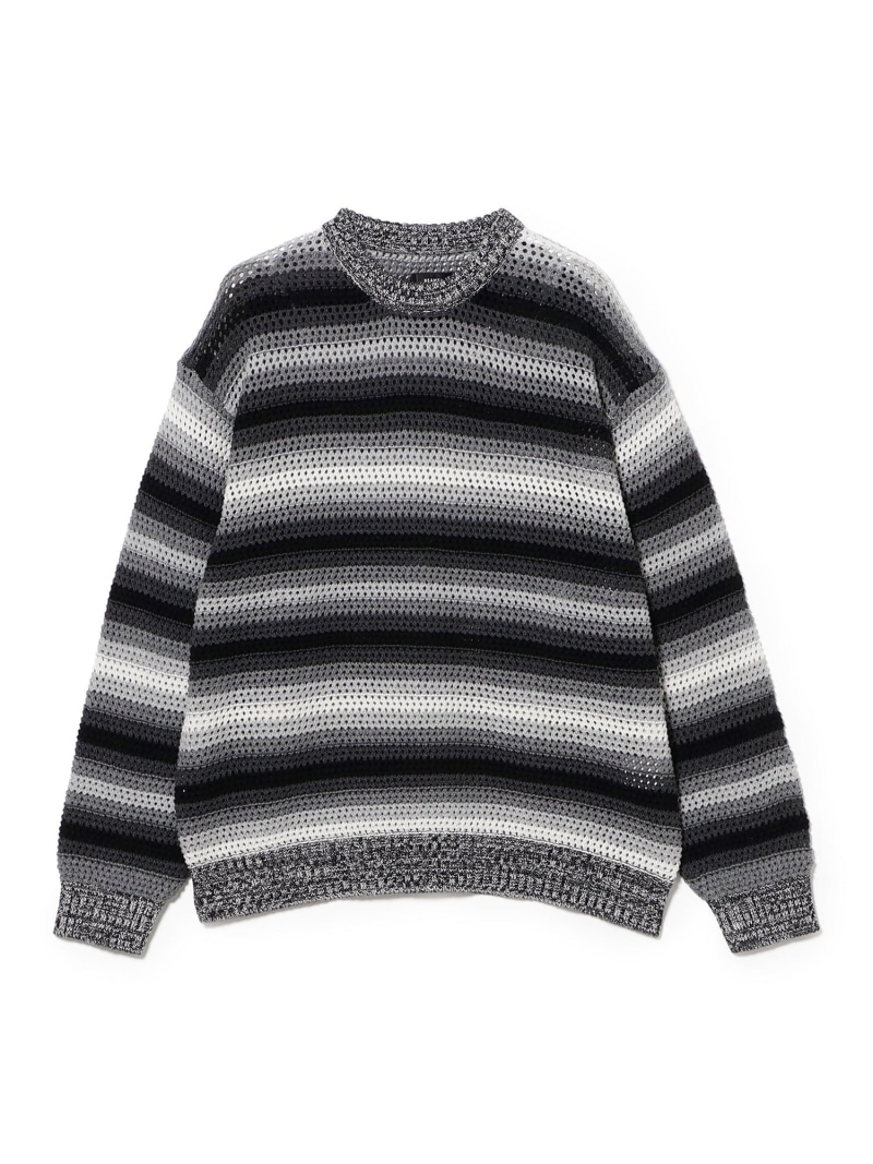 グラデーションボーダー メッシュ クルーネック【ワイドフィット】 BEAMS ビームス メン トップス ニット ブルー ブラック【送料無料】[ Fashion] 10,296円