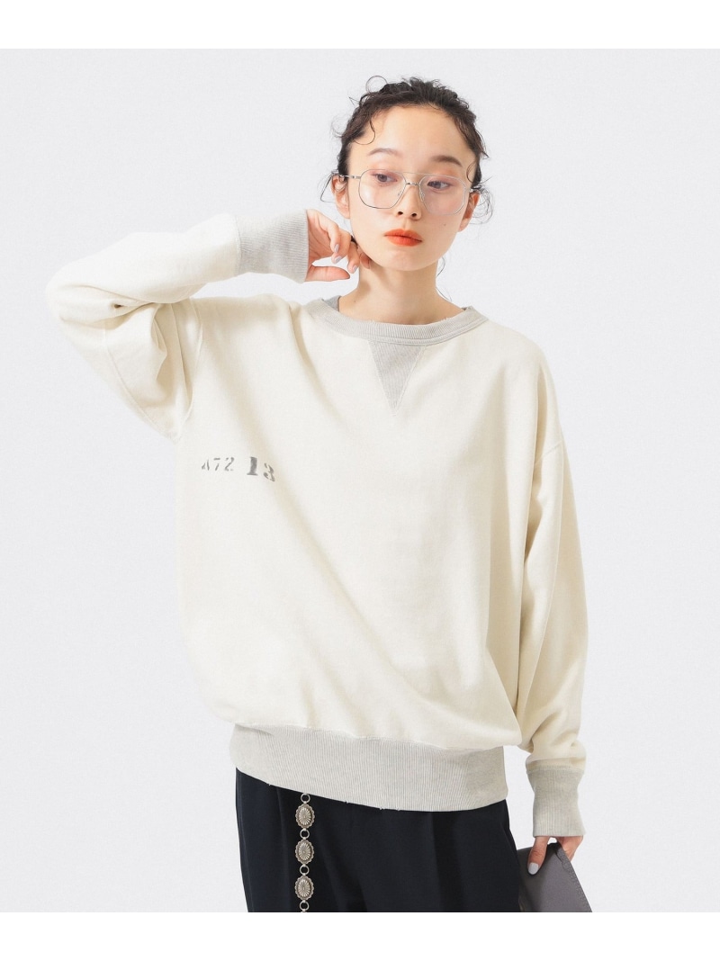 【別注】 WAREHOUSE & CO. / ステンシル13 前V スウェット BEAMS BOY ビームス ウイメン トップス スウェット・トレーナー ホワイト ネイビー【送料無料】[ Fashion]
