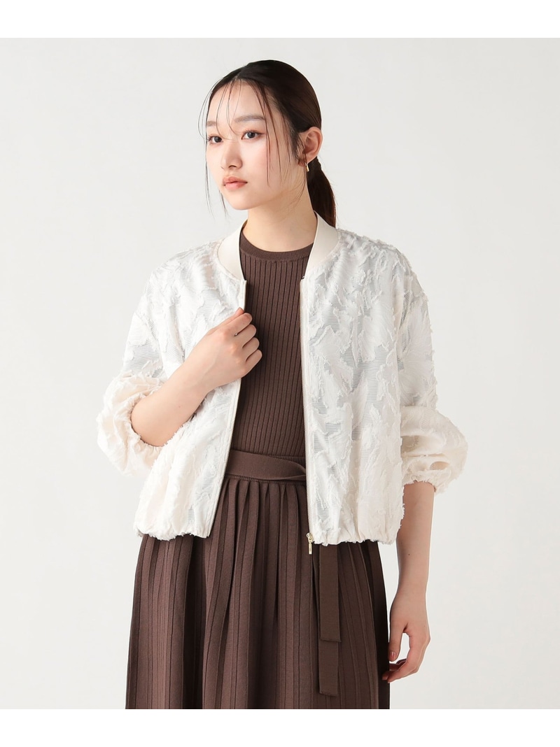【洗濯可】カットジャカード レース ブルゾン 26SS レディース 春アウター ライトアウター 長袖 BEAMS HEART WOMEN ビームス ハート ジャケット・アウター ブルゾン・ジャンパー ブラック ホワイト【送料無料】[ Fashion]