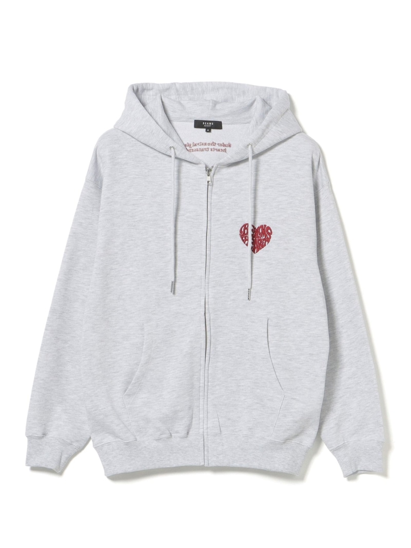 ハート ワンポイント ジップパーカー BEAMS HEART MEN ビームス ハート トップス スウェット・トレーナー ブラック グレー【送料無料】[ Fashion]
