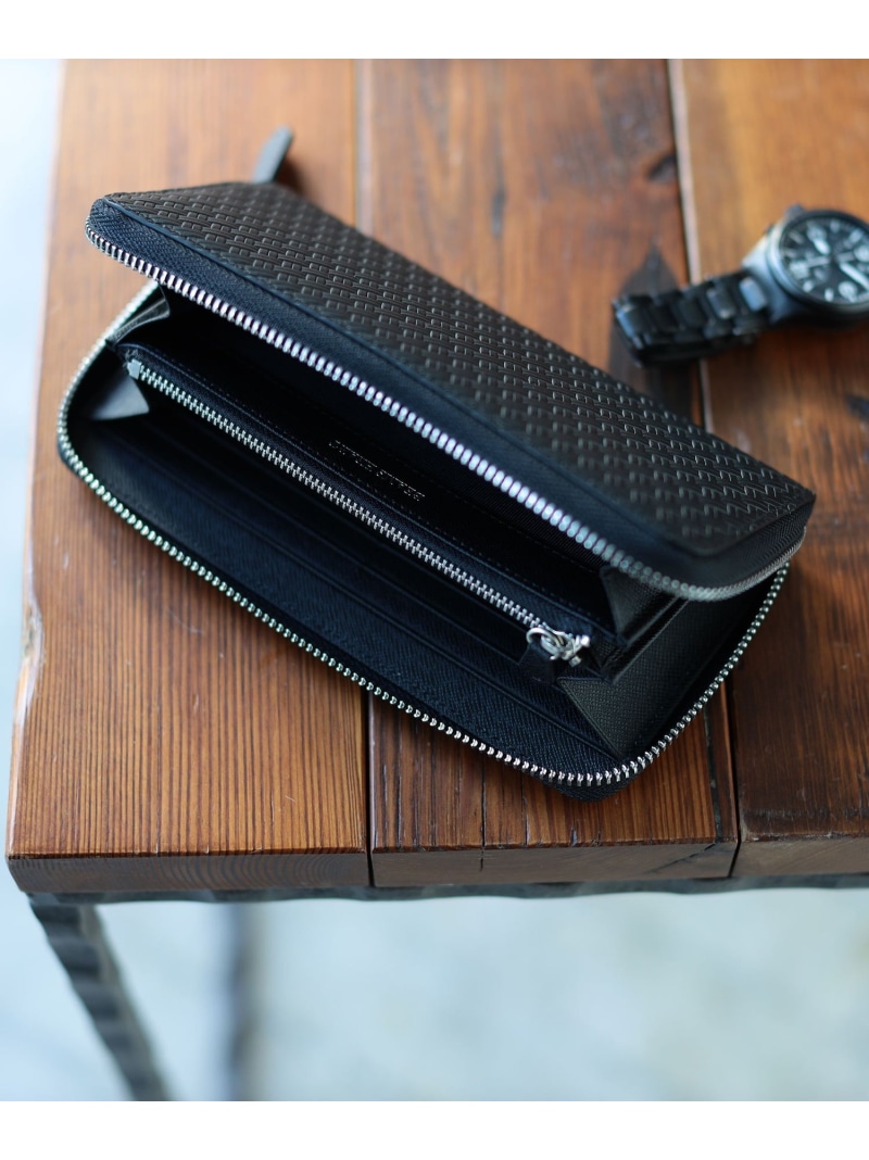 メッシュ 型押し レザー ロング ジップウォレット BEAMS HEART MEN ビームス ハート 財布・ポーチ・ケース 財布 ブラウン ブラック【送料無料】[ Fashion]