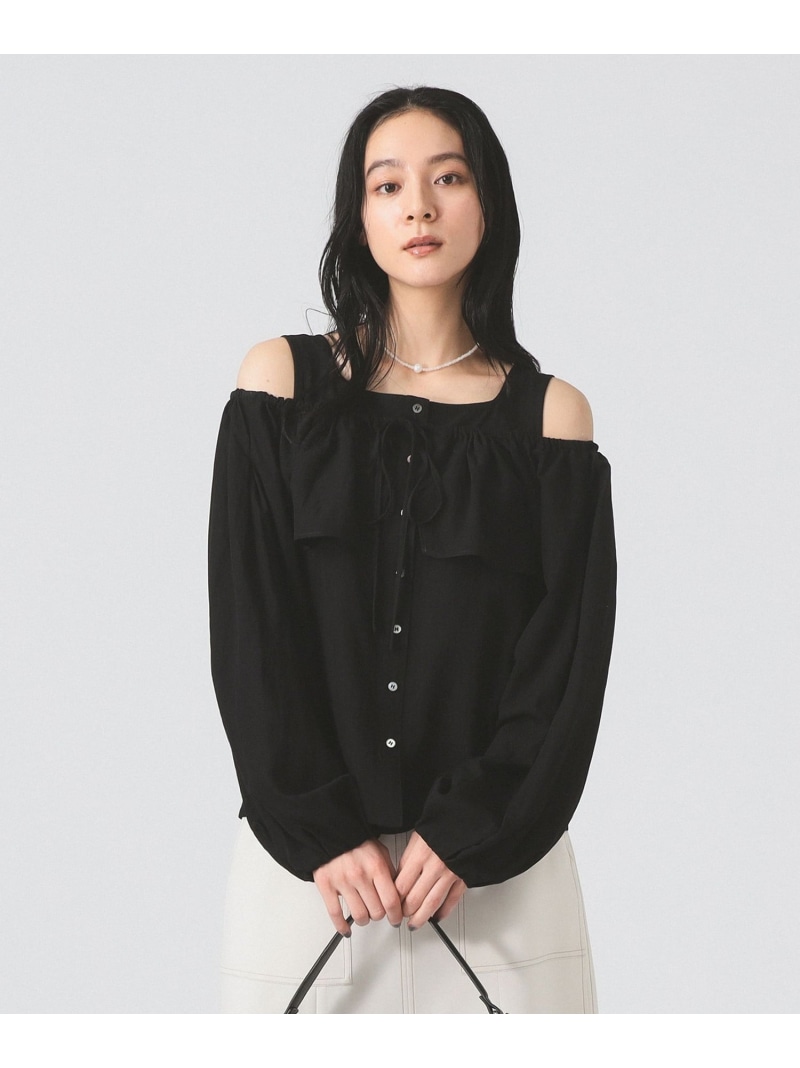 【SALE／30%OFF】ヨーク レイヤー オフショルダー ブラウス Ray BEAMS ビームス ウイメン トップス シャツ・ブラウス ブラック ホワイト【RBA_E】【送料無料】[ Fashion]