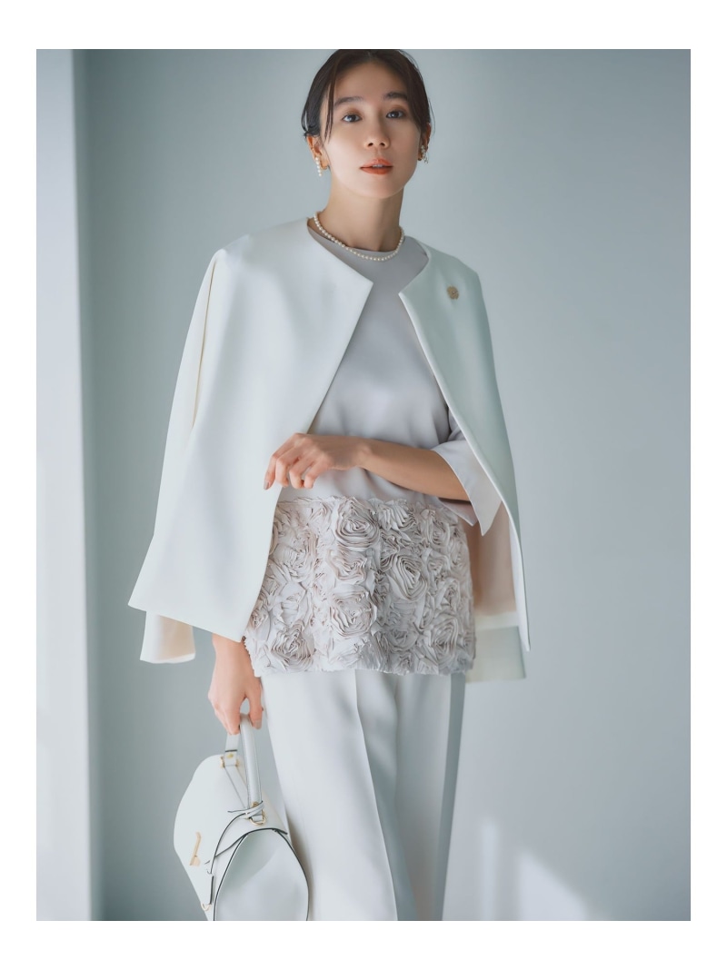 【SALE／50%OFF】＜コサージュ付き＞カラー リリーハーフ コート* ビームスセレモニー2026 Demi-Luxe BEAMS デミルクス ビームス ジャケット・アウター その他のジャケット・アウター ネイビー ホワイト【RBA_E】【送料無料】[ Fashion]｜BEAMS／ビームス