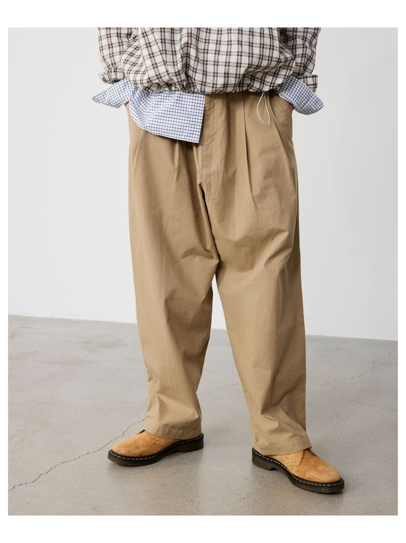 BEAMS｜Dungaree 2P Trousers｜メンズ パンツ スラックス｜2プリーツ デイリースラックス｜薄手 コットン素材 洗い加工｜ワイドテーパードフィット｜春夏 BEAMS ビームス メン パンツ その他のパンツ ベージュ ブルー ブラック【送料無料】[ Fashion]｜BEAMS／ビームス