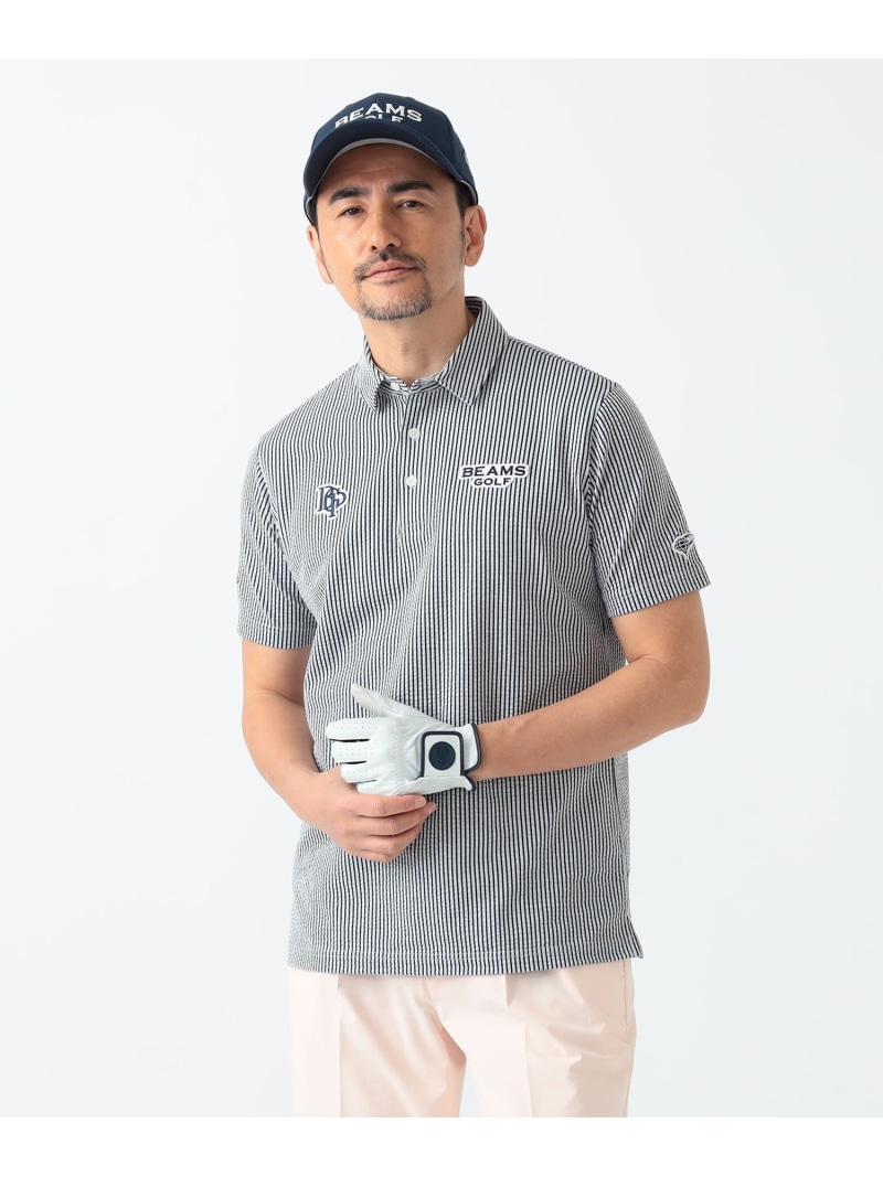 PURPLE LABEL / スフィダンテ サッカーシャツ BEAMS GOLF PURPLE LABEL ビームス ゴルフ トップス ポロシャツ ホワイト ネイビー【送料無料】[ Fashion]｜BEAMS／ビームス