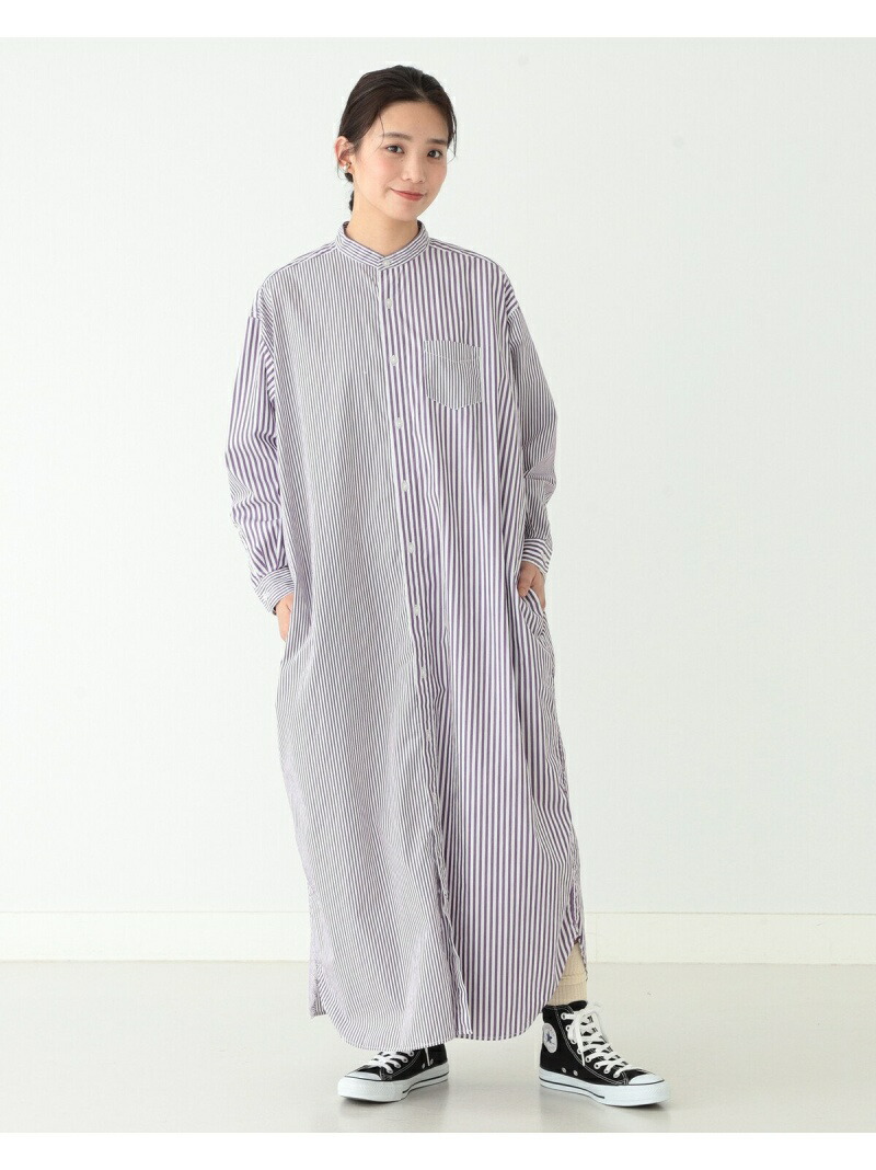 Beams Boy スタンドカラー ロングスリーブ ワンピース Beams Boy ビームス ウイメン ワンピース シャツワンピース グリーン パープル 送料無料 Rakuten Fashion Mergertraininginstitute Com
