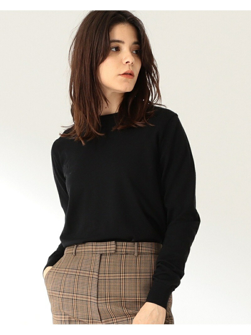 新版 Beams Demi Luxe クルーネックニット メリノウール天竺 30ゲージ Fashion Sloane Rakuten デミルクス ブラック 送料無料 長袖ニット ニット ビームス セーター