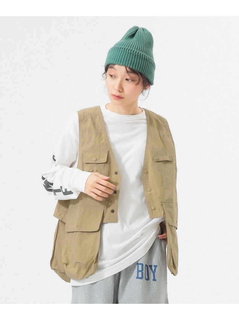 ナイロン フィッシング ベスト BEAMS BOY ビームス ウイメン トップス ベスト・ジレ ベージュ ネイビー【送料無料】[ Fashion]