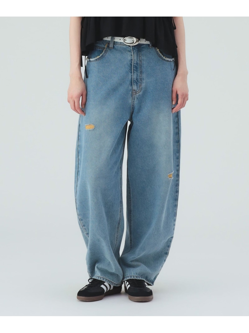 カラー ダメージ コクーン デニム 26SS レディース ワイドデニム BEAMS HEART WOMEN ビームス ハート パンツ ジーンズ・デニムパンツ ブルー【送料無料】[ Fashion] 6,518円